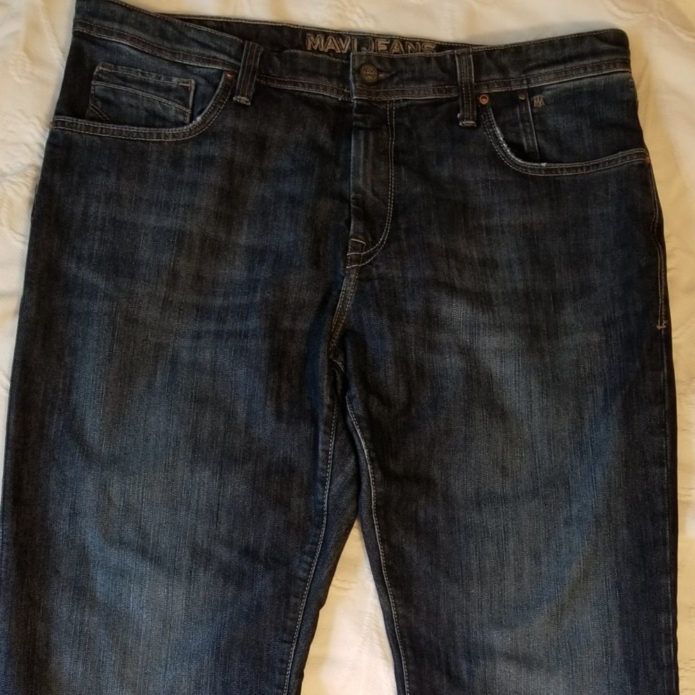 Mavi - Matt Men's 38 x 32 Dark Wash Relaxed Straight Leg Denim Blue Jeans